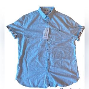 Denim & Flower Ricky Singh Blue button down shirt NWT